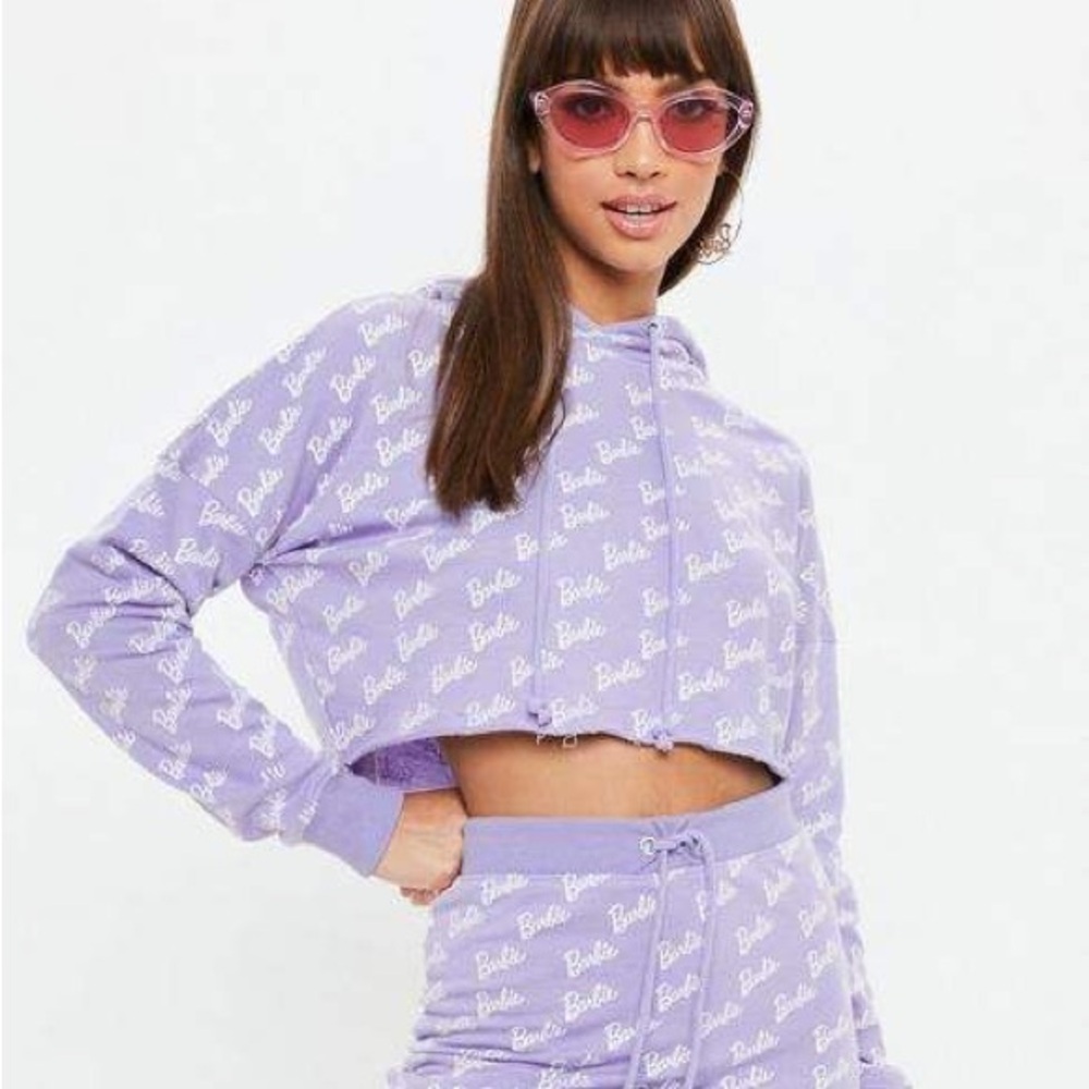 Barbie x Missguided purple cropped hoodie